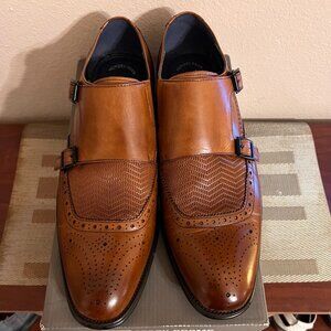 NWT Bayne Leather Cap Toe Double Monk Strap Dress Shoes